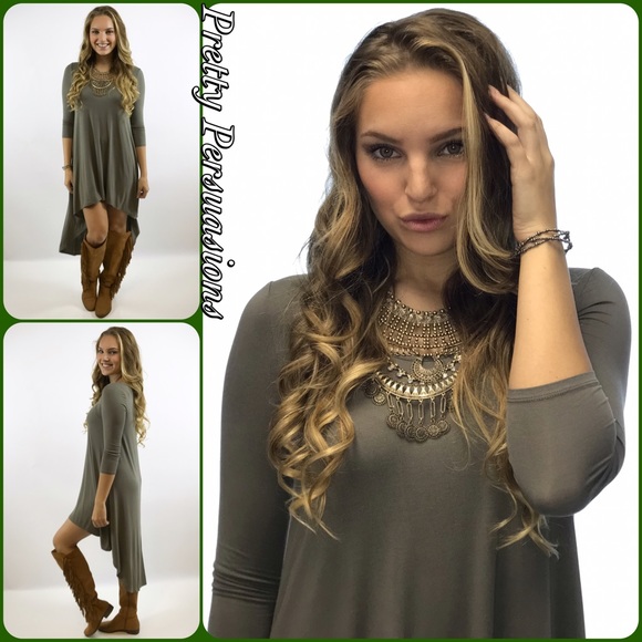 LAST ONE ‼️ NWT Olive High-Low Jersey Dress - Picture 4 of 4