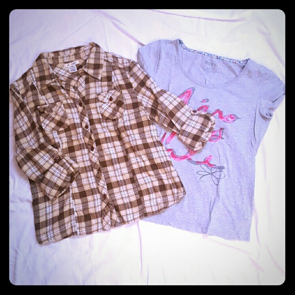 DONATING SOON! Brown flannel + free t-shirt!