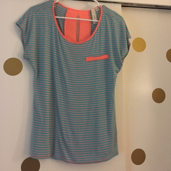 Coral and aqua stripe top **donated soon**