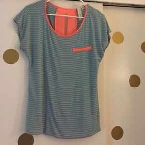 Coral and aqua stripe top **donated soon**
