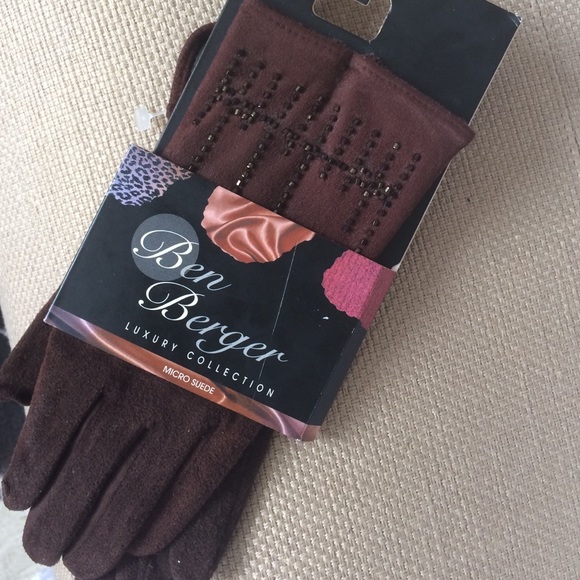Neiman Marcus NWT Espresso Suede Dress Gloves 7 SM - Picture 3 of 3