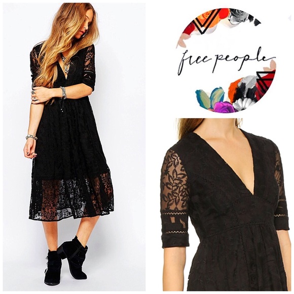 ❗1-HOUR SALE❗FREE PEOPLE LACE MIDI DRESS - Picture 3 of 7
