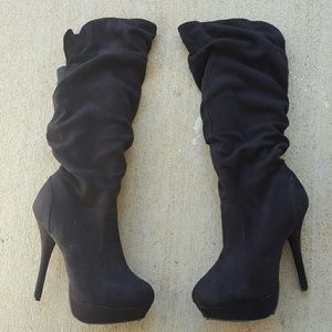 Charlotte Russe Knee High Soft Faux Suede Heels