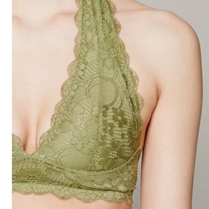 Galloon Lace Halter Bralette in Olive!!