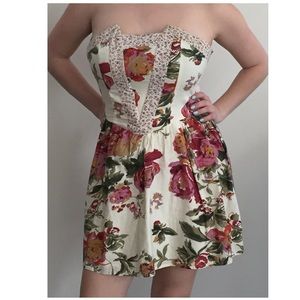 Strapless floral dress
