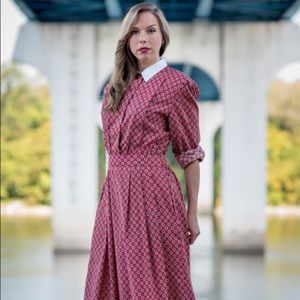 Vintage Red medallion print dress (size large)