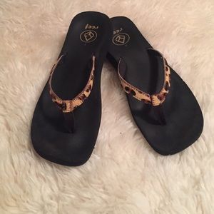 Reef leopard flip flops