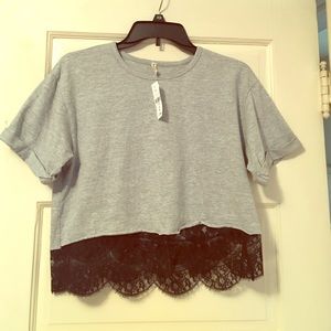 Heather grey crop top (LF)