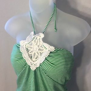 Green and white halter top