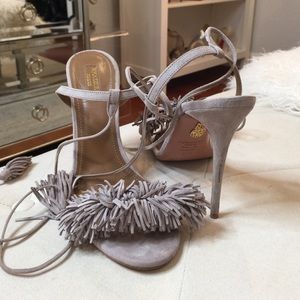 AQUAZZURA WILD THING HEELS IN NUDE BLUSH SIZE 40