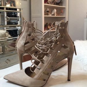 AQUAZZURA lace up heels booties nude SIZE 41