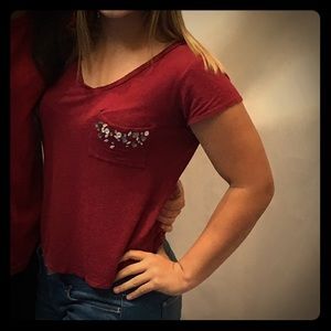 Red Shirt with glam pocket