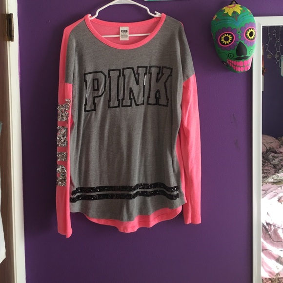 Pink sequin long sleeve shirt