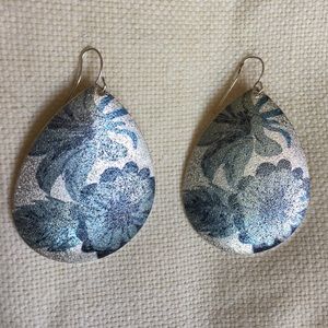 Shimmer Frosted Blue Floral Earrings