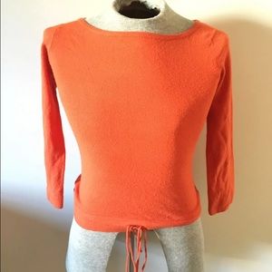 The Limited Boat Neck Orange Sweater Cinch Waist