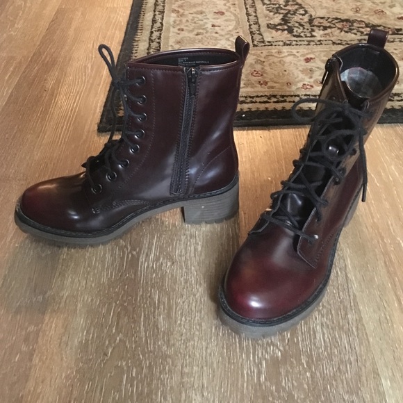 Madden Girl Maroon Combat Boots
