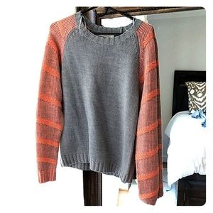 Lush brand. Grey and coral cable knit sweater