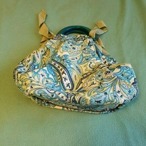 Handmade upcycled wooden handled purse