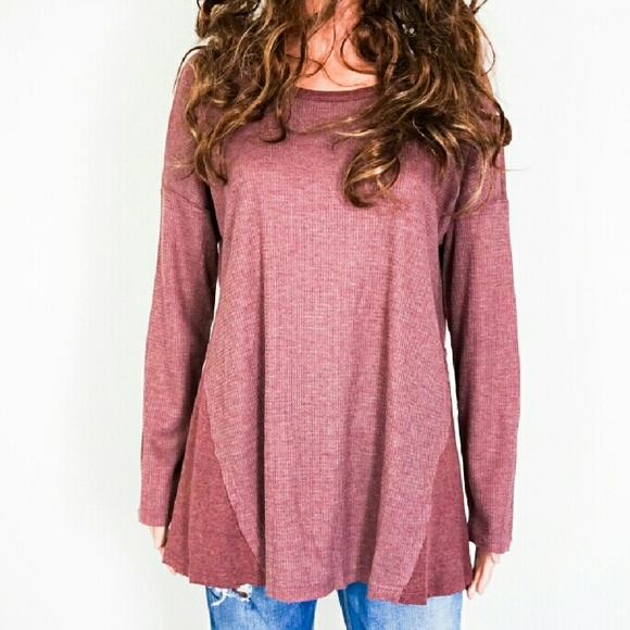 Wine Colored Knit Top - Picture 2 of 6