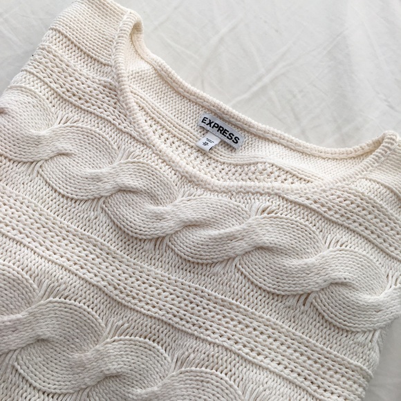 Express Winter White Cable Knit Sweater - Picture 2 of 2