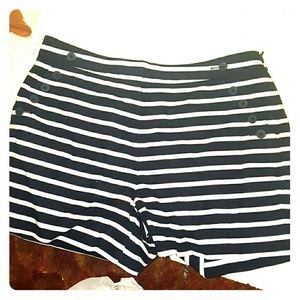 Navy and white striped shorts
