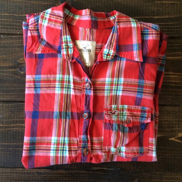 Hollister plaid button down shirt