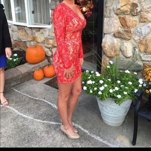 Red lace homecoming dress