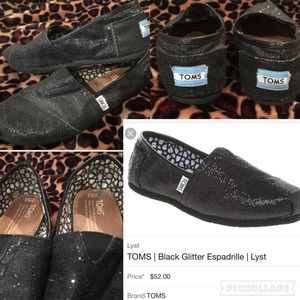 TOMS sparkly black glitter espadrilles 6.5