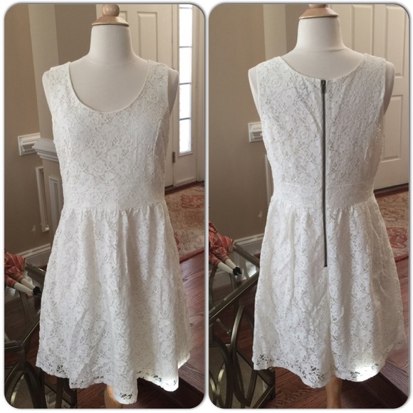 LOFT Dresses & Skirts - Loft Cream Lace Back Zipper Dress