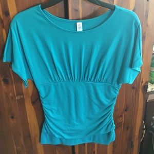 Blue Contouring Short Sleeve Top
