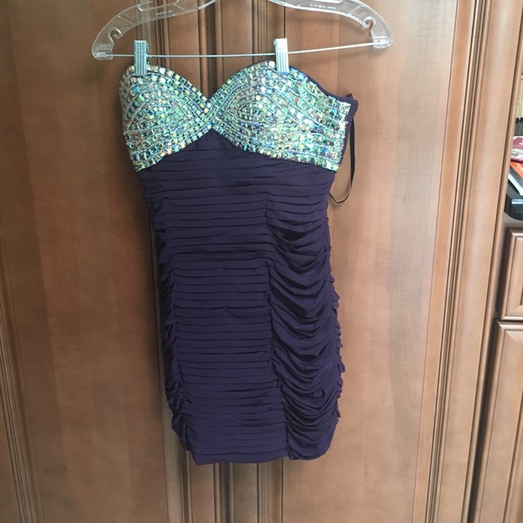 Jovani deep plum short prom dress