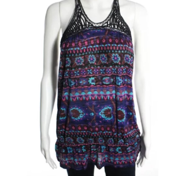 NWT FREE PEOPLE  ABSTRACT PRINT TOP SZ M - Picture 1 of 4