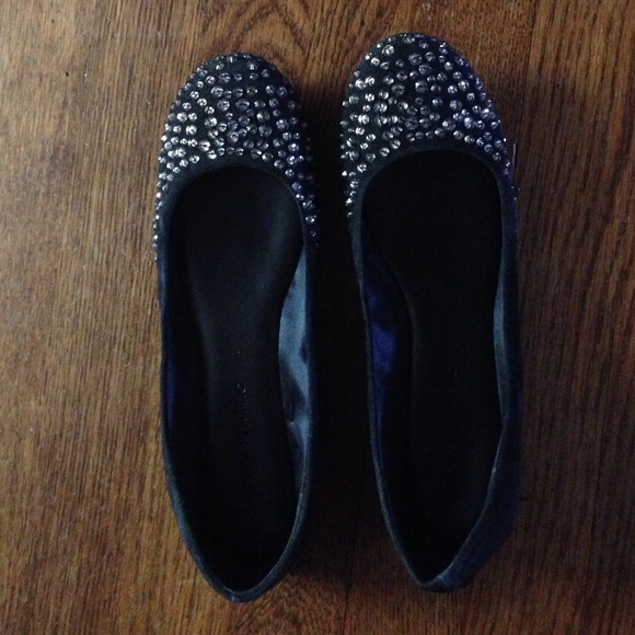 Banana Republic Black Suede Sparkle Flats, 7.5