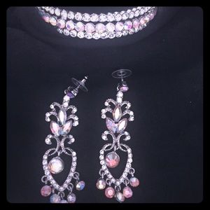 Iridescent Chandelier Earrings & bracelet