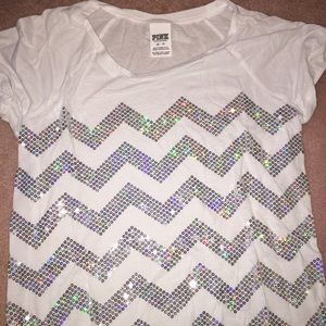 VS PINK chevron sparkle print tee shirt