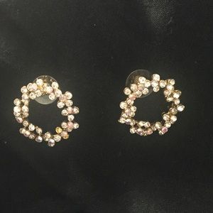 Circle Gold iridescent Diamond Earrings