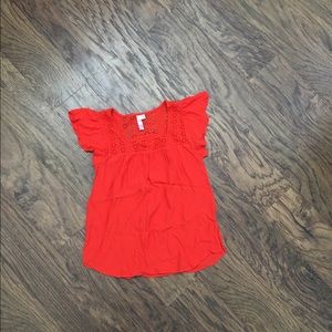 Alya (Francesca's) orange/red flowy top EUC $15