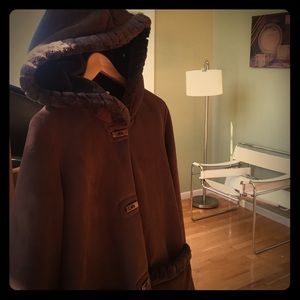 Jones New York- faux suede/ faux fur lined coat