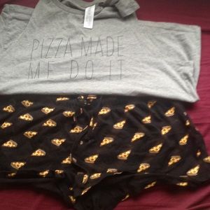 Shirt and pizza shorts from forever 21