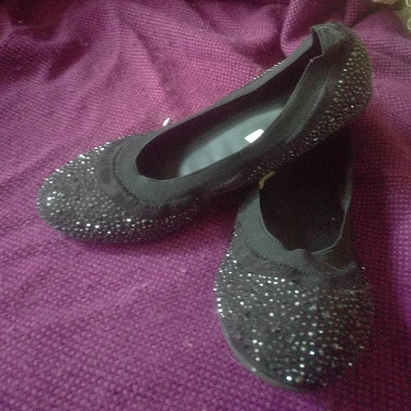 Black Sparkle Flats