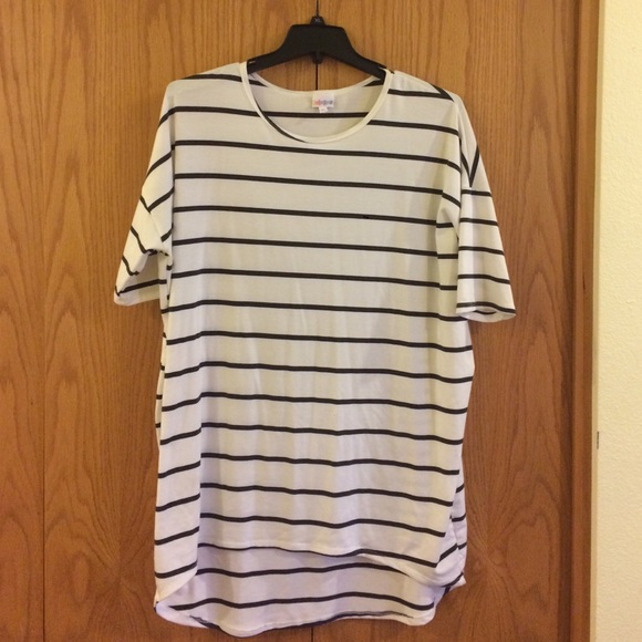 Lularoe Irma tunic shirt XL white black stripe