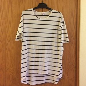 Lularoe Irma tunic shirt XL white black stripe