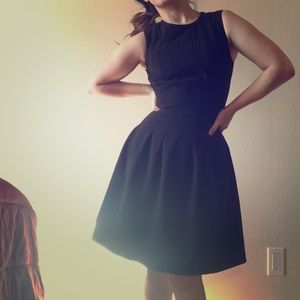 Black Pleated Drop-Waist Mini