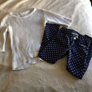 Forever 21 Cable Knit Sweater/ H&M Polka Dot Jeans