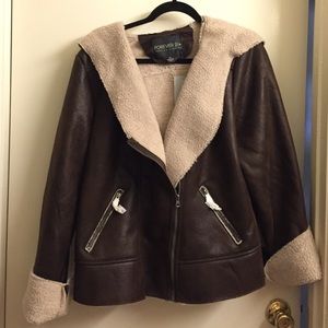 New Forever21+ brown leather jacket