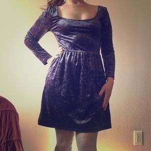 Blue Velvet Long Sleeved Mini