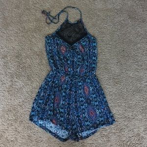 Blue with design romper. Size: small
