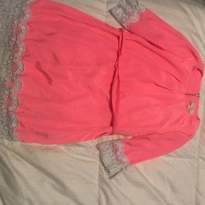 Pink dress with lace trim