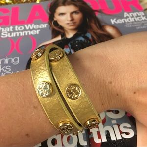 Tory Burch Gold Wrap Leather Bracelet