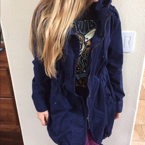 Navy blue drawstring coat